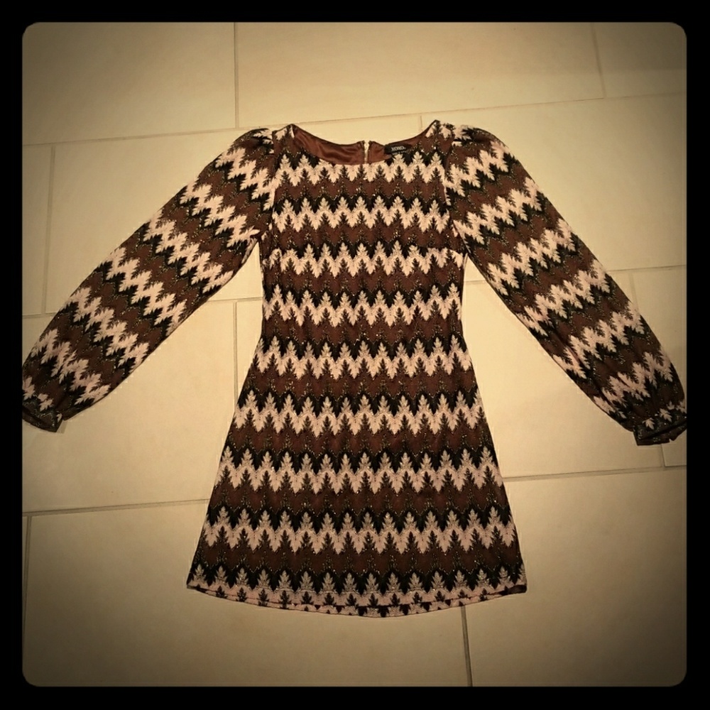 XOXO brown & metallic gold dress/shirt